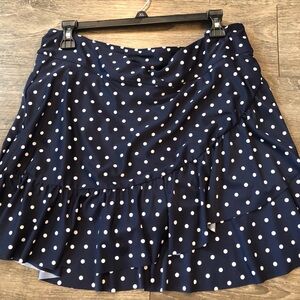 Draper James Navy Blue and White Polka Dot Ruffle Skirt